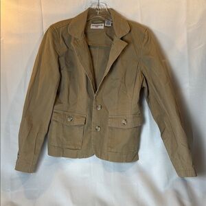 Tan Blazer with Notched Lapels and Fitted Cut